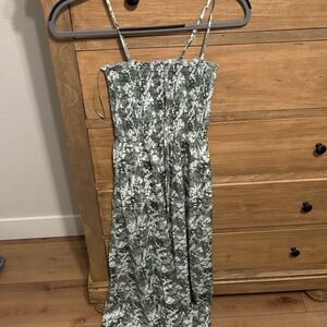 Green and White Floral Midi Dress